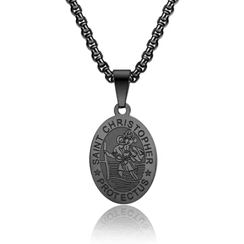 St. Christopher Prívesok Katolíckej Nehrdzavejúcej Ocele Mužov Náhrdelník Náboženské Sveter Reťazca Amulet Prenos Tesnenie Šperky
