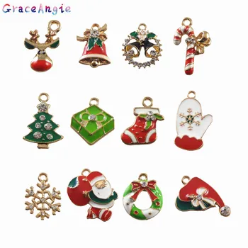 GraceAngie 12PCS Smalt Vianočné Veľkoobchod Mix Jedinečné Vianočné Prívesky Snowflake Darček Šperky, Takže Príslušenstvo