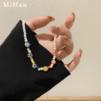 Mihan Módne Šperky Simulované Perlový Náhrdelník Populárny Štýl Pekný Dizajn Jednu Vrstvu Farebné Guľôčky Živice Náhrdelník Veľkoobchod