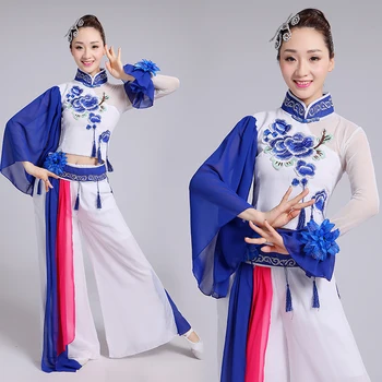 Čínske tradičné tanečné klasických Čínskych etnických tanečné kostýmy staroveký čínsky národný kostým fáze nosenie DD1938
