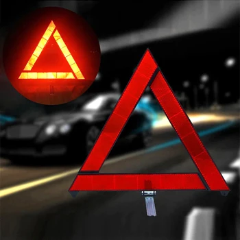 Auto Núdzové Členenie Výstražný Trojuholník Červené Reflexné Bezpečnostné Riziko Auto Statív Zložené Stop Sign Reflektor Reflexnou Páskou