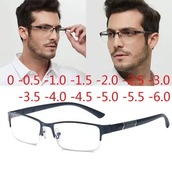 Polovica Kovový Rám Nearsighted Okuliare Unisex Predpis Krátkozrakosť 0 -0.5 -1 -1.5 -2 -2.5 -3 -4 -5 -6 Čítanie +1.0 +1.5 +2.0 +3 +4
