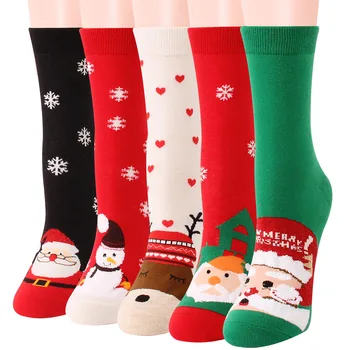 12 Párov Zimné Vianočné Ponožky Cartoon Santa Elk Rovno dámske Ponožky Roztomilý Dovolenku Dar Ponožky