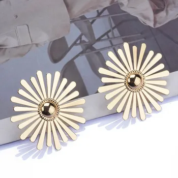 ZA Dizajn Zliatiny Sun Flower Náušnice pre Ženy Elegantný, Jednoduchý Štýl 2022 Nový Príchod Kovové Náušnice Veľkoobchod