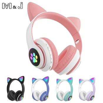 Mačka Uchu Slúchadlá LED Svietiace Bluetooth Slúchadlá Bezdrôtové Helmy, Slúchadlá, Stereo Herné Slúchadlá s Mikrofónom Deti Dievča Dary