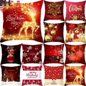 Šťastné a veselé Vianoce, Vianoce obliečka na Vankúš vankúš štvorcový gauč dekoratívny vankúš funda de almohada