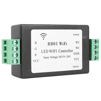H801 RGBW LED WIFI Radič LED RGB Controller DC5-24V Príkon Pre 5050 2835 3528 SMD LED Pás Svetla Pásky Pásky