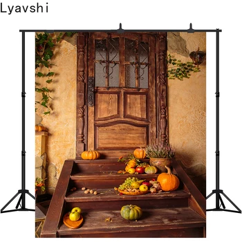 Lyavshi Fotografie pozadie Halloween jeseň tekvica retro drevené dvere jeseň pozadie fotografie fotenie photobooth studio rekvizity