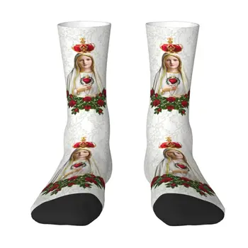 Panny Márie Fatimskej Panny Márie Mužov Posádky Ponožky Unisex Kawaii 3D Vytlačené Portugalsko Ruženec Katolíckej Šaty Ponožky