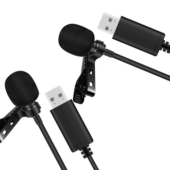 2X Univerzálny USB Mikrofón Lavalier Mikrofón Klip-Na Počítači Mic (Plug A Play Všesmerového Mic