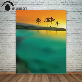 Allenjoy photocall pozadia pre photo studio bokeh gradient zelené palmy, orange tropické master zobraziť produkt pozadia