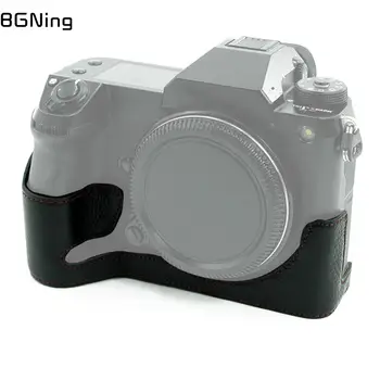 Kožený Kryt Základne Fotoaparát Prípade Polovicu Set s Vymeniteľné Batérie Otvor Otvor Chránič pre GFX100S Black SLR Fotoaparát, Príslušenstvo