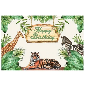 Wild Pozadie Jungle Safari Zvierat Happy Birthday Party Foto Pozadie Dekor