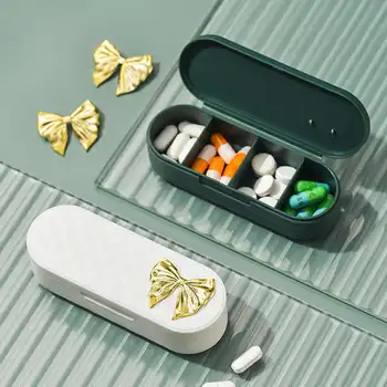 4 Mriežky, Prenosné Hermeticky Medicíny Box Zapečatené Pillbox Pilulku Sub Balenie Mini Prípade Malých Šperky Skladovanie Bin Domov pre Deti Dospelých