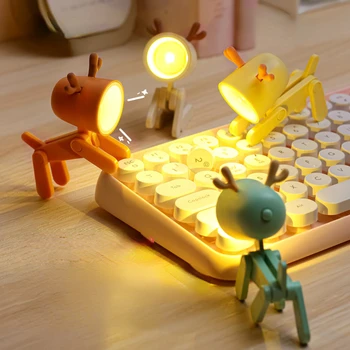 Mini Roztomilé Zvieratko Svetlo LED Nočné Svetlo DIY Kawaii Darček Cartoon Pet Skladacie Stolové Lampy, detská Izba Posteli, Spálne, Obývacia Izba Dekor