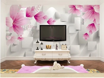 Vlastné 3D maľby,3D stereo námestie červené kvety abstraktných de parede,obývacia izba gauč TV na stenu stenu spálne papier