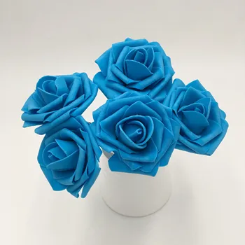 Tyrkysovo Modré Ruže Svadobné, Umelé Kvety, 8cm Falošné Ruže Modré Kvety 100 Stonky Na Svadobný Stôl Vrchol LNPE015