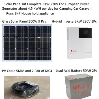 Solárny Panel Auta Kompletné 3000W 220V 110V Nabíjačka FV Modul, 1000W Hybrid Invertor Off Grid Systém Camping Auto, Karavan RV