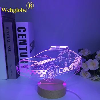 Predpisy Auto 3D Ilúziu Lampa pre Dieťa Spálňa Decor Noc Farbu svetla Mení Atmosféra Podujatia Cenu Drevené Led Nočné Svetlo