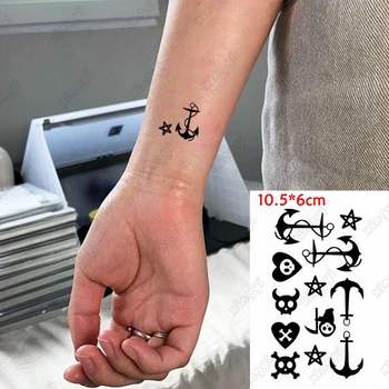 Nepremokavé Dočasné Tetovanie Nálepky Smrtka Kostra Kladivo Kotvy Deti Tetovanie Vody Prenos Flash Tatto Muži Ženy