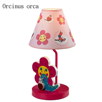 Cartoon tvorivé červený kvet stolná lampa deti spálňa nočná lampa moderného osobnosti LED železa, dekoratívne stolové svietidlo