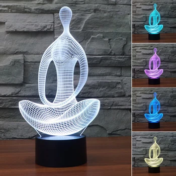 7 Farby Noc Lampa 3D Meditácie Atmosféru Svetla 3D Vizuálne Ilúzie, LED Lampa, Spálne, Obývacia Izba Dekor RERI889