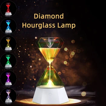 Diamond presýpacie Hodiny Nočné Svetlo USB Nabíjateľné 15 Minút, Farebné Nočné Lampy Pre Spálne Posteli Reštaurácia, Bar Tabuľka Osvetlenie
