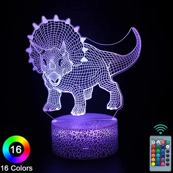 Dinosaurov 3D LED Nočné Osvetlenie, Dotykové Diaľkové Ovládanie Novinka Tabuľka Stolná Lampa Izba Dekor Vianočný Darček k Narodeninám -Č. 1829