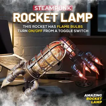 Steampunk Rocket Lampa Stmievateľné Rocket Tabuľka Svietidlo Priemyselné Steampunk Štýl, Nočné Lampy, Nočné Tabuľka Svetlo pre Spálňa Decor