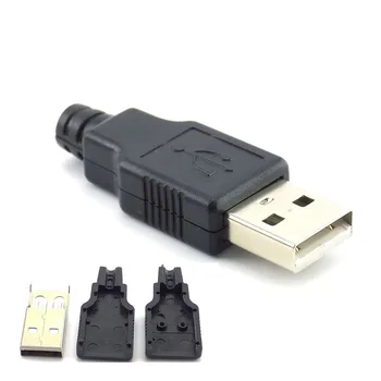 10pcs Mini Type A Male USB 2.0 4 Pin Konektor Zásuvka Konektor S Čiernym Plastovým Krytom Spájky Typ DIY Konektor 3 v 1