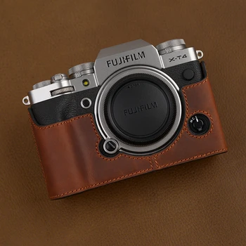 Ručné Skutočné Reálne Kožené Pol Fotoaparát Prípade Taška Kryt pre FUJIFILM X-T4 Fuji XT4 S akumulátorom Otváranie Dverí