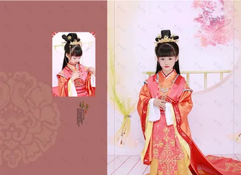 Qiong Hua Princezná Červená Tanečných Kostýmov, Dievčatko detský Kostým na Deň Detí alebo Fotografie Fáze Výkonu Hanfu