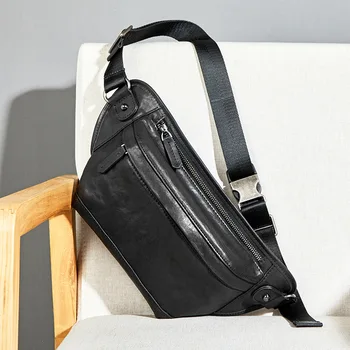 Módny Pás taška pánske Originálne Kožené Messenger Bag Malá Taška na Bežné Multifunkčné Mäkkej hovädzej kože Hrudníka Taška Messenger Batoh