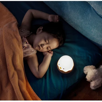LED Deti Nočné Svetlo Dotykový Snímač Roztomilé Zvieracie Mláďa Mäkké Silikónové USB Nabíjateľné Noc Lampa Spálne Dekorácie Deti Darček