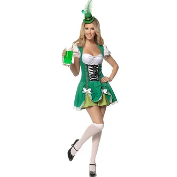 Dospelých Sexy Kostýmy Zelená Slúžka Pivo Dievča Kostým Nemecký Oktoberfest Jednotné Cosplay
