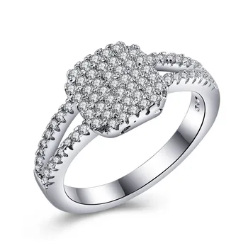 Námestie tvár strieborné pozlátené šperky lady princezná rez jedinečný zásnubné prstene 925mall Kubický Zirkón snubné prstene pre ženy muži