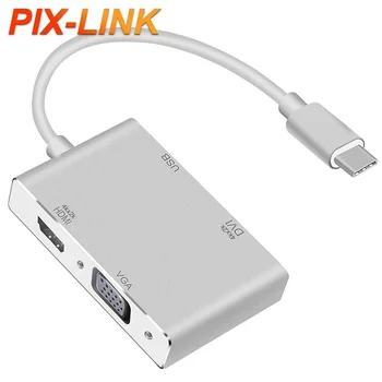 PIXLINK 4K HDTV VGA USB Konektor DVI Kábel Displeja HUB Adaptér