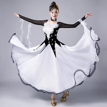 Nový Štýl Žena moderné tanečné Šaty výkon šaty národná norma tanečnej súťaže šaty Valčík tanečné Kostýmy WY-219