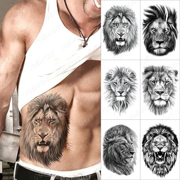 Nepremokavé Dočasné Tetovanie Nálepky Tiger, Lev, Vlk Flash Atrament Tetovanie Človeka Henna Body Art Rameno Vody Prenos Falošné Tatto Žena