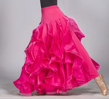ballroom dance sukne nadrozmerná valčík sukne flamenco sukne tanečné nosiť ružové sála šaty moderné tanečné kostýmy na mieru
