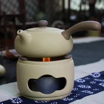 Kung Fu čaj nastaviť čaj maker žltá keramiky alkoholu pece kanvica teplejšie s alkoholom lampa s pot držiteľ