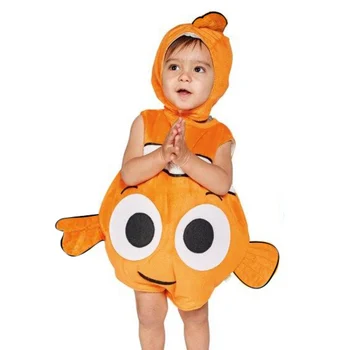 Zviera Koná Zábavné Halloween Kostým Romper Šaty Malý Roztomilý Ryba NEMO toddllers Cosplay