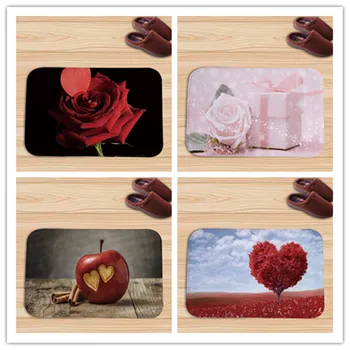 Srdce Červené Strom Apple Rose Rohožky Rohože Vnútorné Koberec, Kuchyňa Koberec, kvalitné Dvere Mat Domova