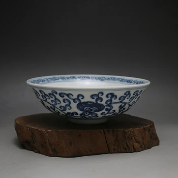 starožitný Qing Dynastie porcelánové misky,modré a biele ,Ručne maľované vzor remeslá,,Dekorácie,zber a ozdoby, doprava Zdarma