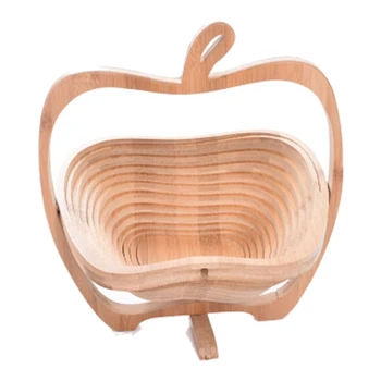 Skladacia Apple V Tvare Koša, Skladanie Ovocné Misy Držiak Koša A Rezanie Palube Bambusové Drevo, Ovocné Misy