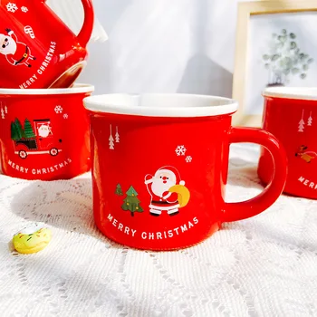 Santa Jeleň Vianočný Stromček Kávu, Poháre Roztomilý Kawaii Cartoon Vianočné Káva Hrnček Keramický Hrnček Čaju Pohár Mlieka Hrnčeky Nový Rok Darček