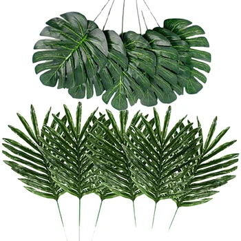 24 Ks 2 Druhy Tropických Rastlín Palmové Listy Umelého Palmového Lístia Faux Listy Safari Listy Havajské Korytnačka Leaf Luau Party Suppl