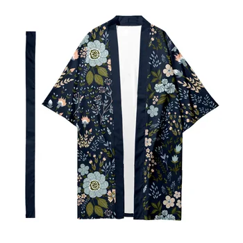 Pánske Japonské Tradičné Etnické Dlho Kimono Cardigan ženské Kimono Kvetinový Kvetinový Vzor Kimono Tričko Yukata Bunda