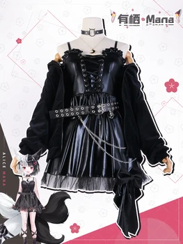 COSMART Vtuber Nijisanji Mana Cosplay Kostým Čiernej Uniforme Šaty Halloween Party Oblečenie Úlohu Hrať Oblečenie XS-XL Nové