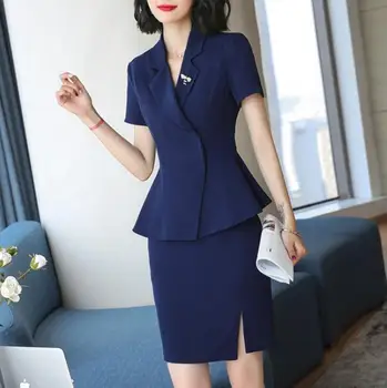 Oblek Office Dámy Nosia Prácu Formálne Business Módny Dizajn Prehrabať Krátke Sako Ceruzka Šaty Ženy Ženy Plus Veľkosť
